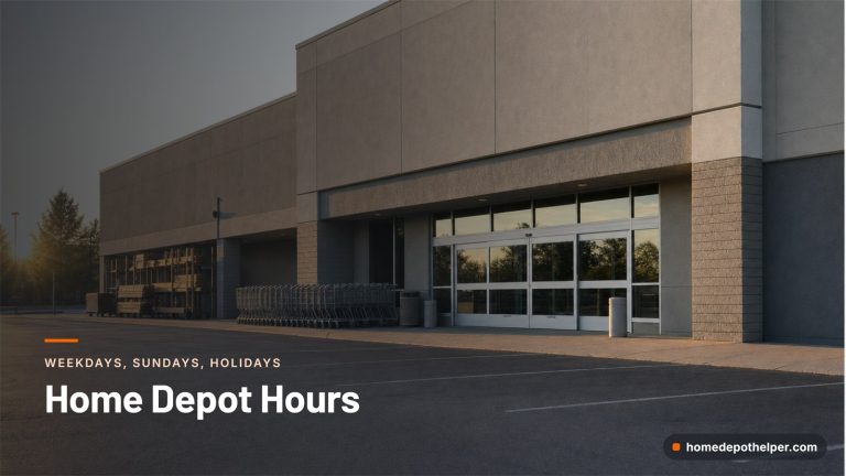 Big-box hardware store entrance at sunrise with shopping carts lined up outside